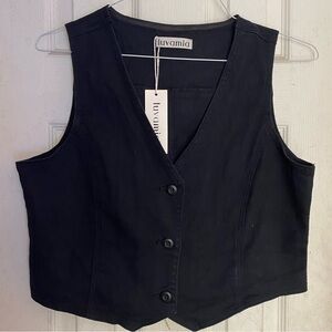 Luvamia Women's Black Button-Front Vest Tunic